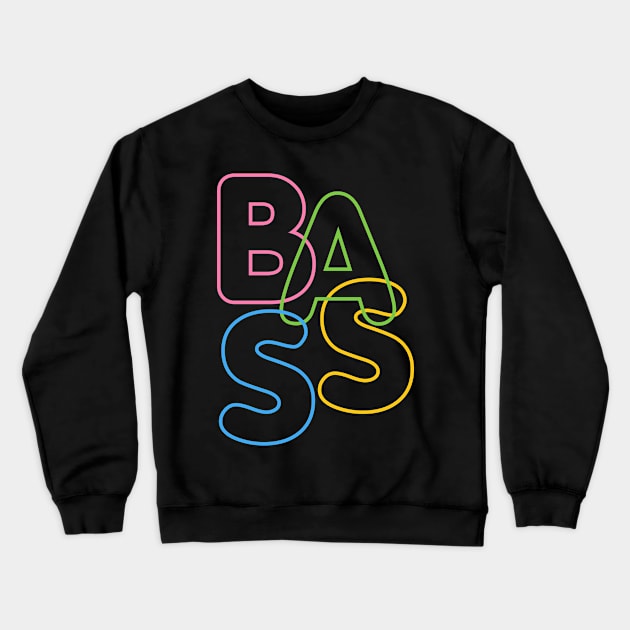 Modern LGBTQ Color BASS Typography for bassists Crewneck Sweatshirt by jodotodesign